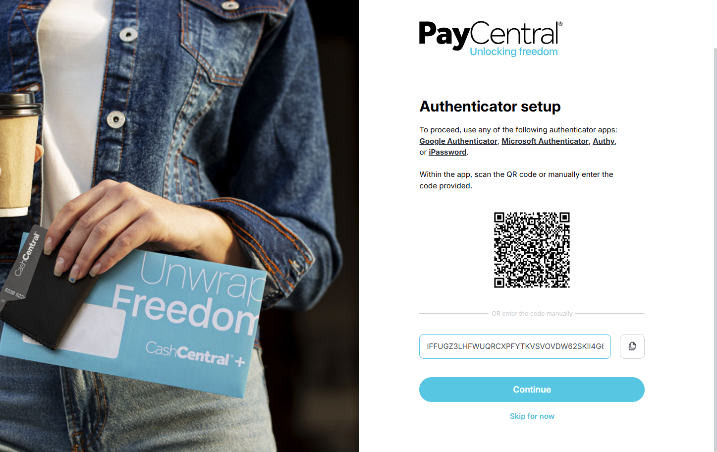 Authenticator setup