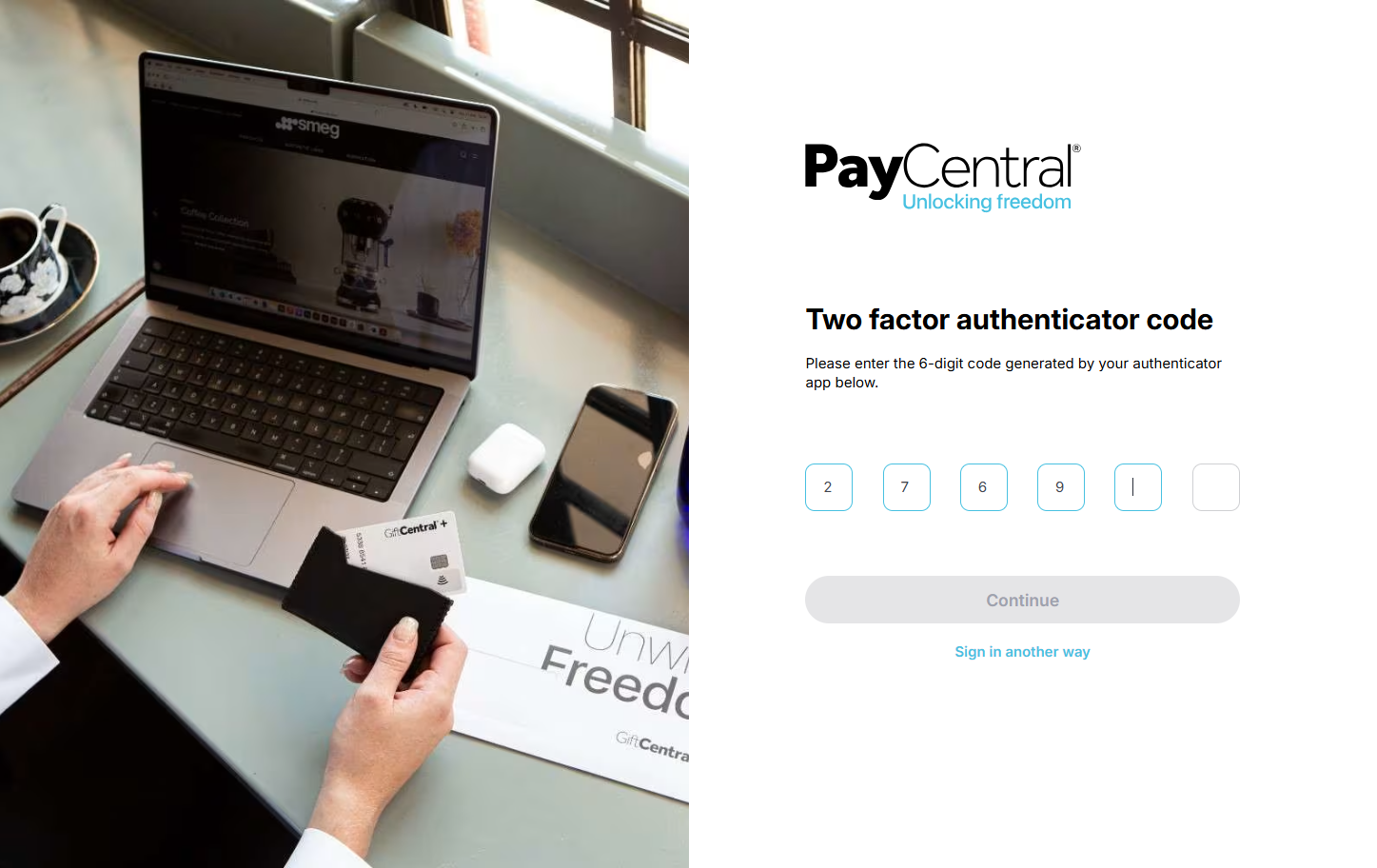 Enter the authenticator code