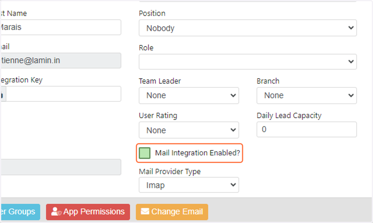 Check "Mail Integration Enabled?"
