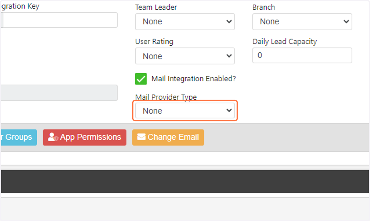 Click on the "Mail Provider Type" dropdown