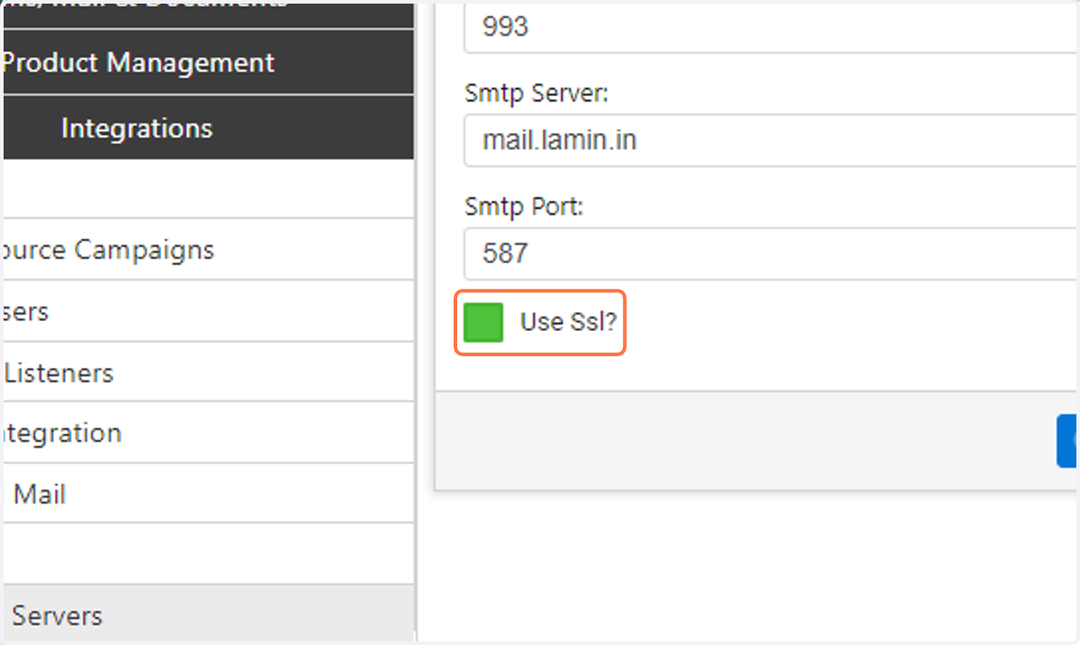 Check the "Use SSL" checkbox