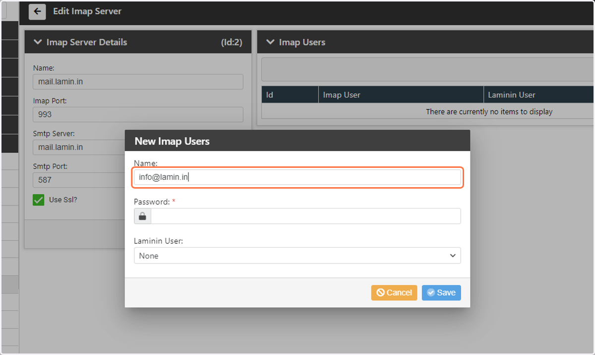 Enter the email address you want to manage through Laminin