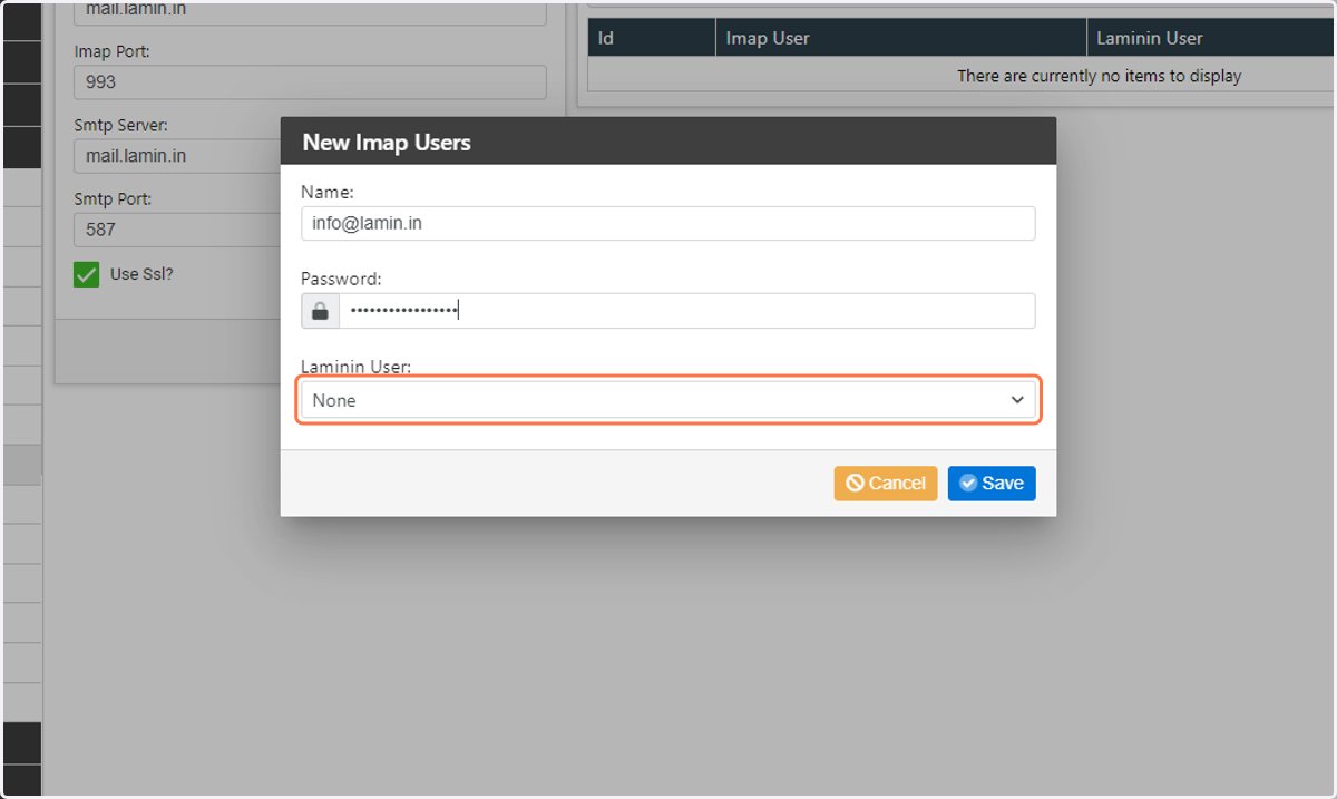 Click on the "Laminin User" dropdown