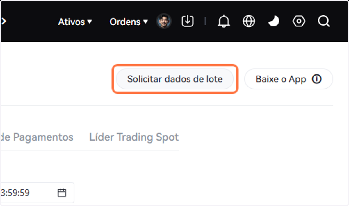Clique em Solicitar dados de lote