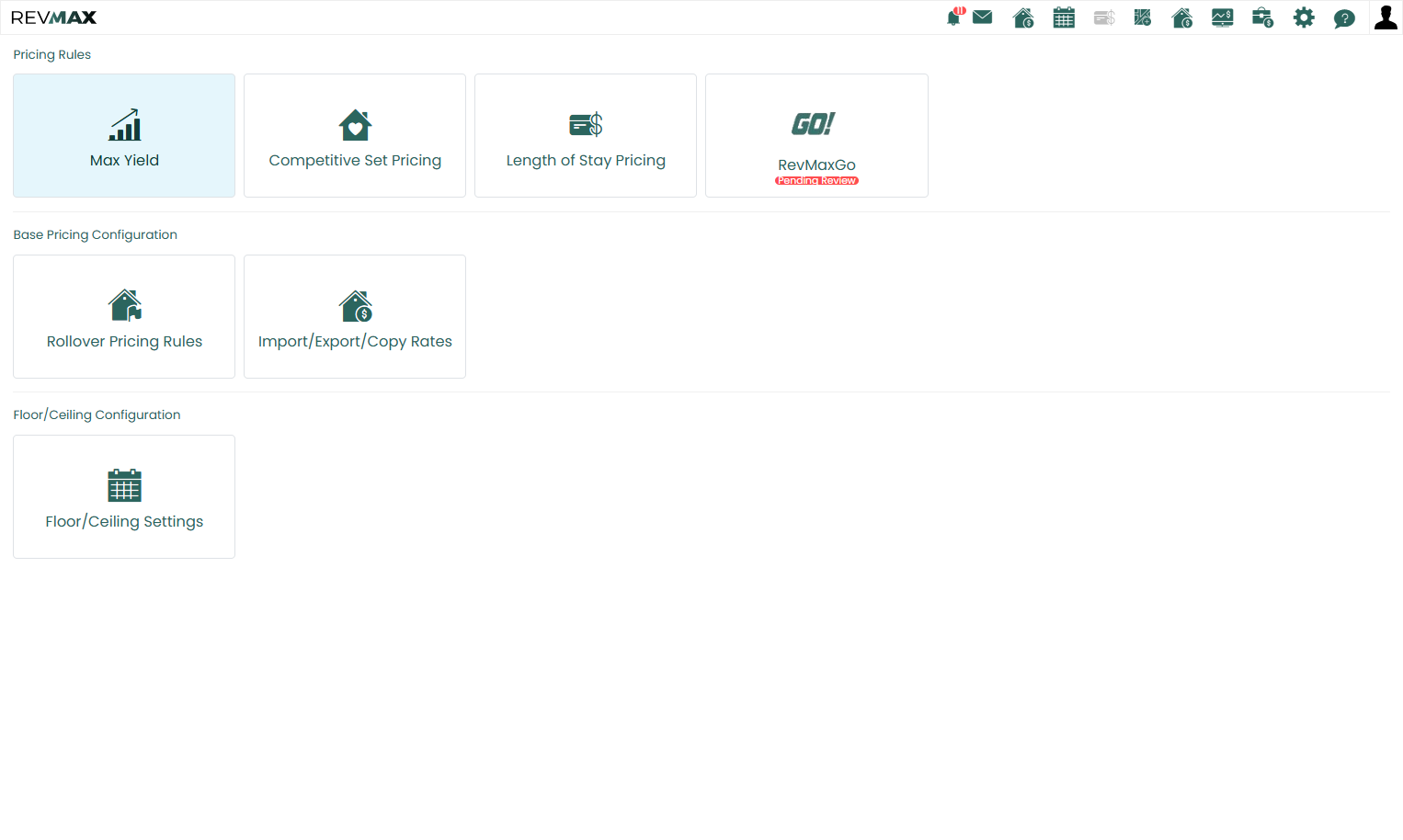 Navigate to the Max Yield page. You can also access the unit-level settings in the Tape Chart and Home Settings Page.