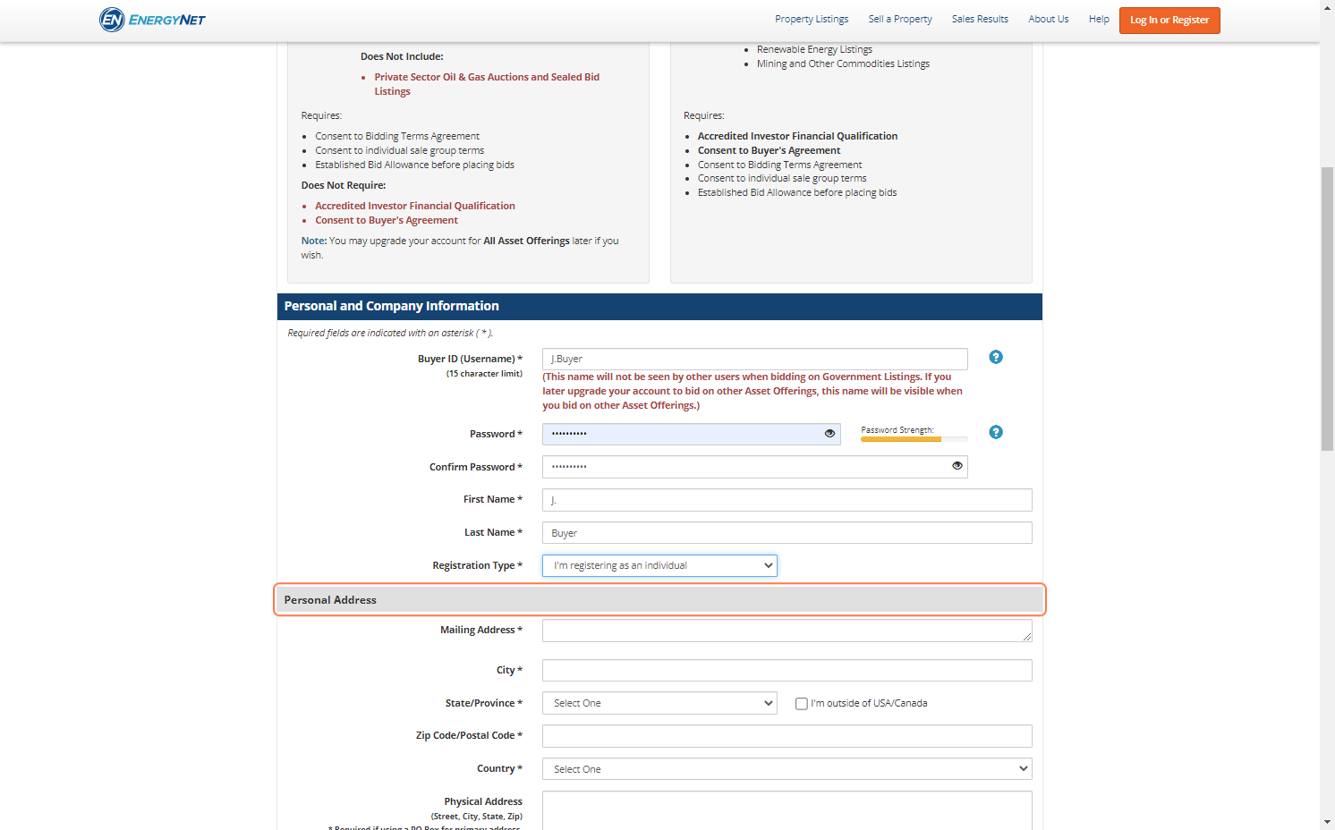 Choose Registration Type