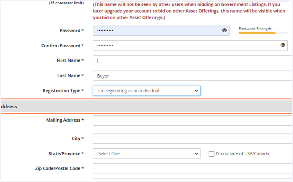 Choose Registration Type