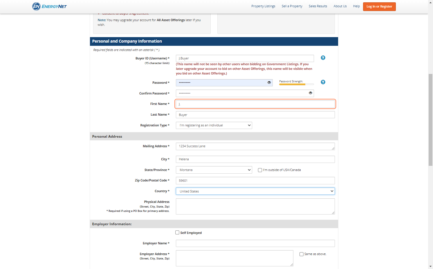 Enter Address details