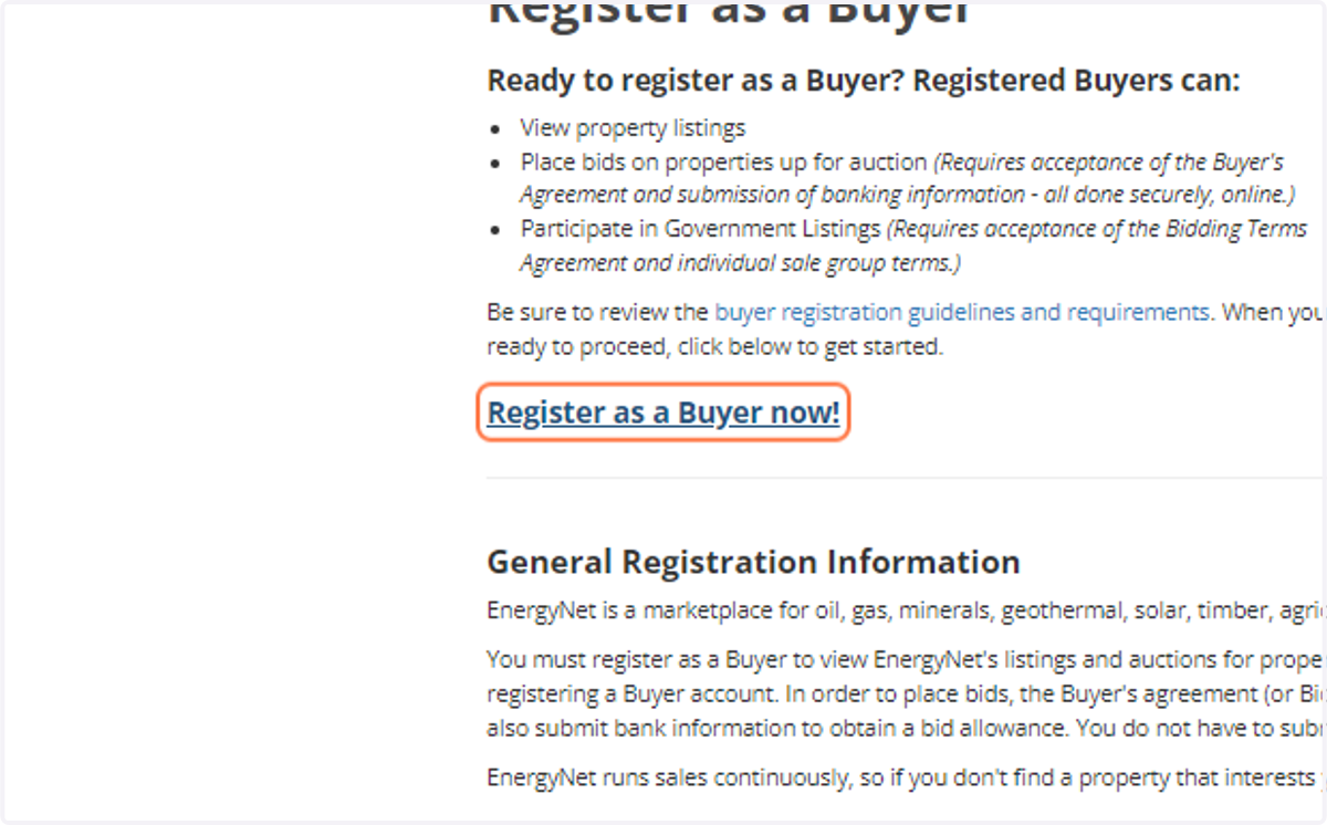 Click on Register as a Buyer now!