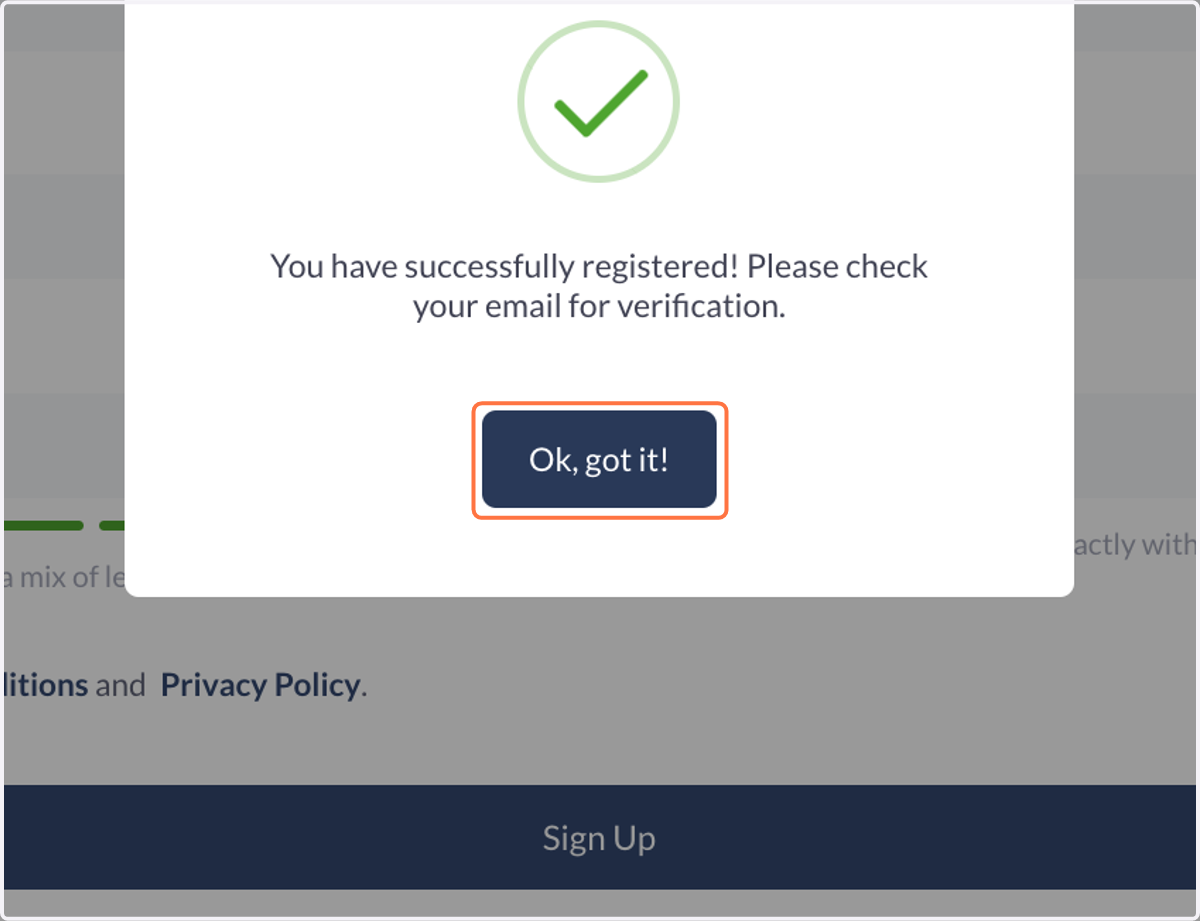 After clicking the button, check your email for a verification checker.