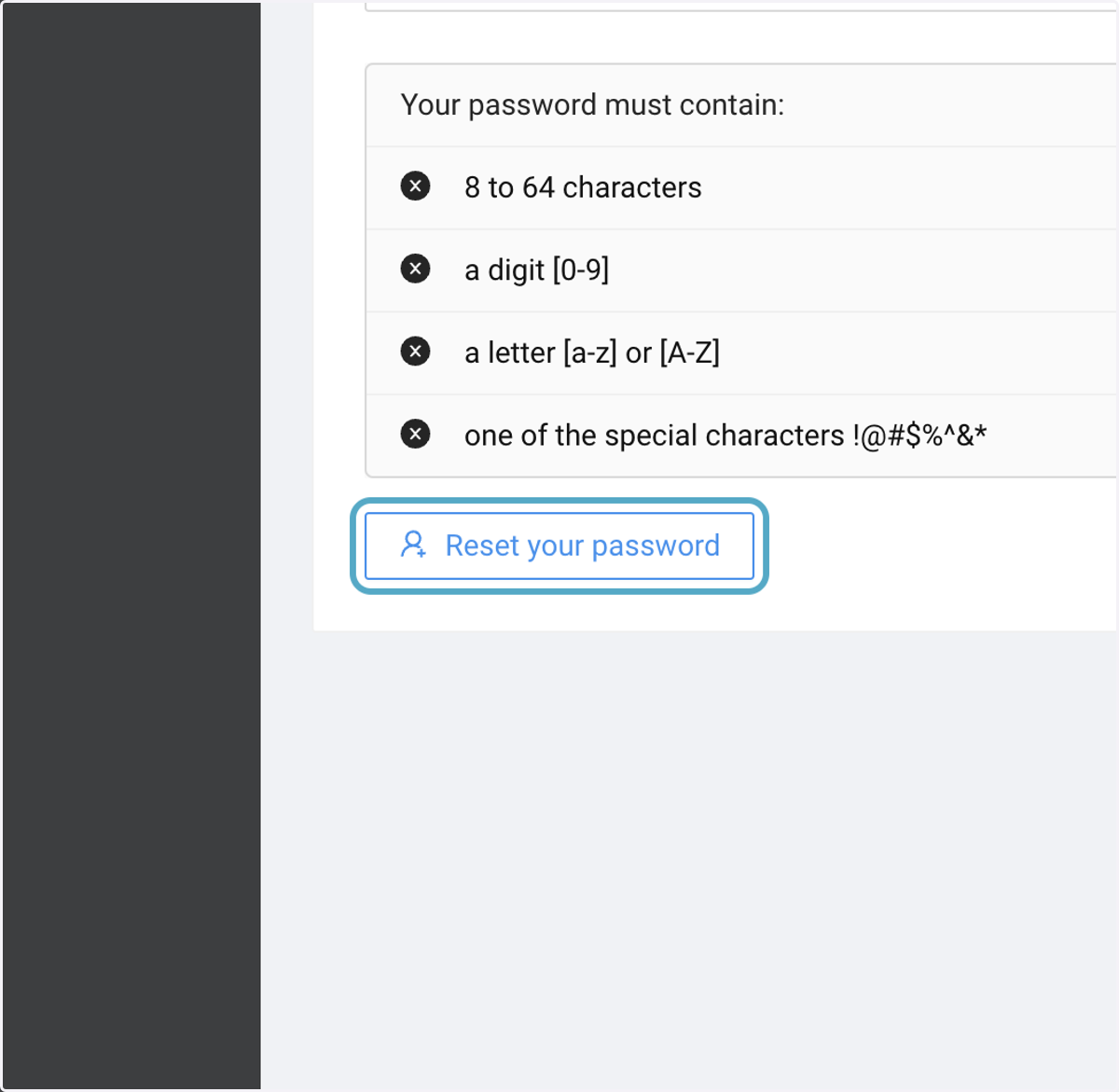 Click on Reset your password