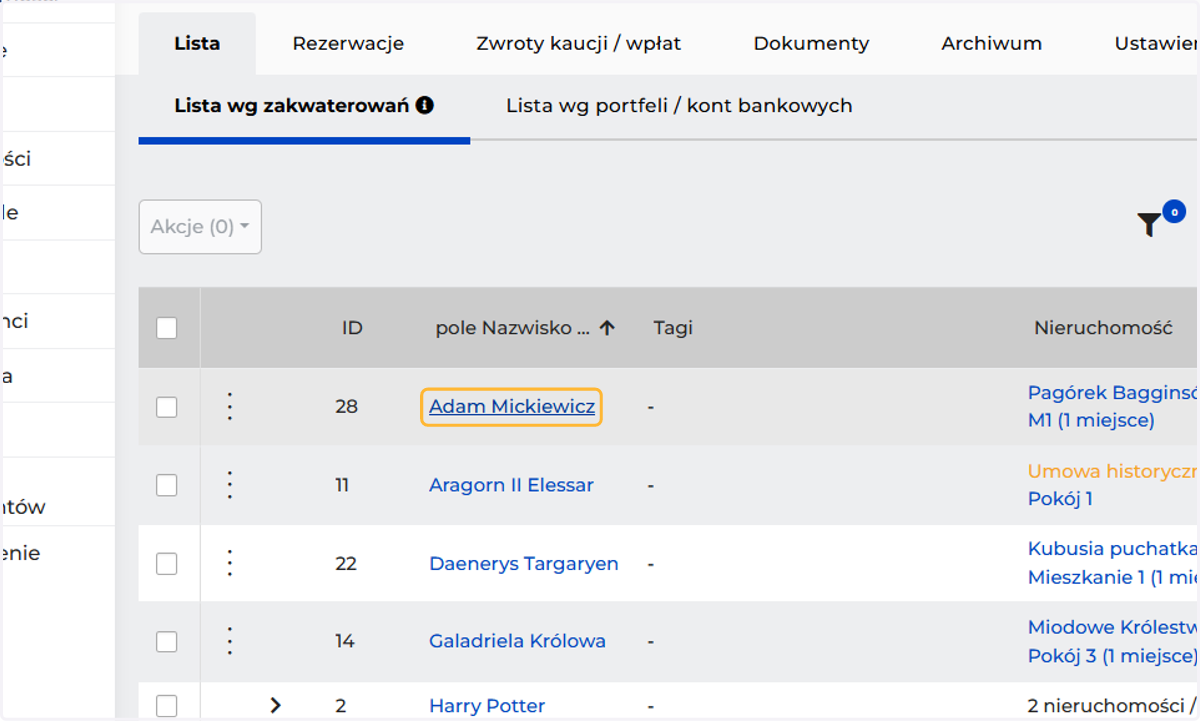 Wybierz najemcę