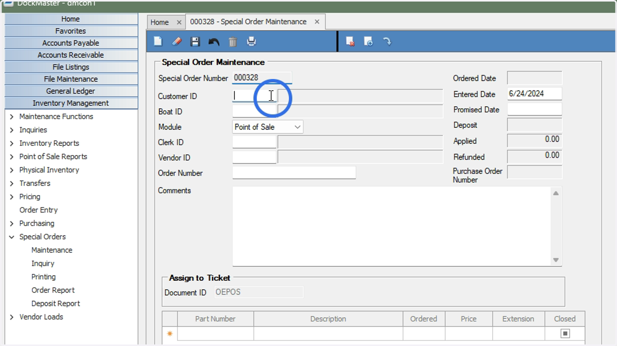 Enter the Customer ID