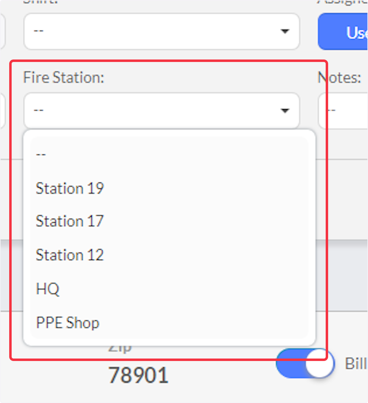 Select a Station from the dropdown, if needed.