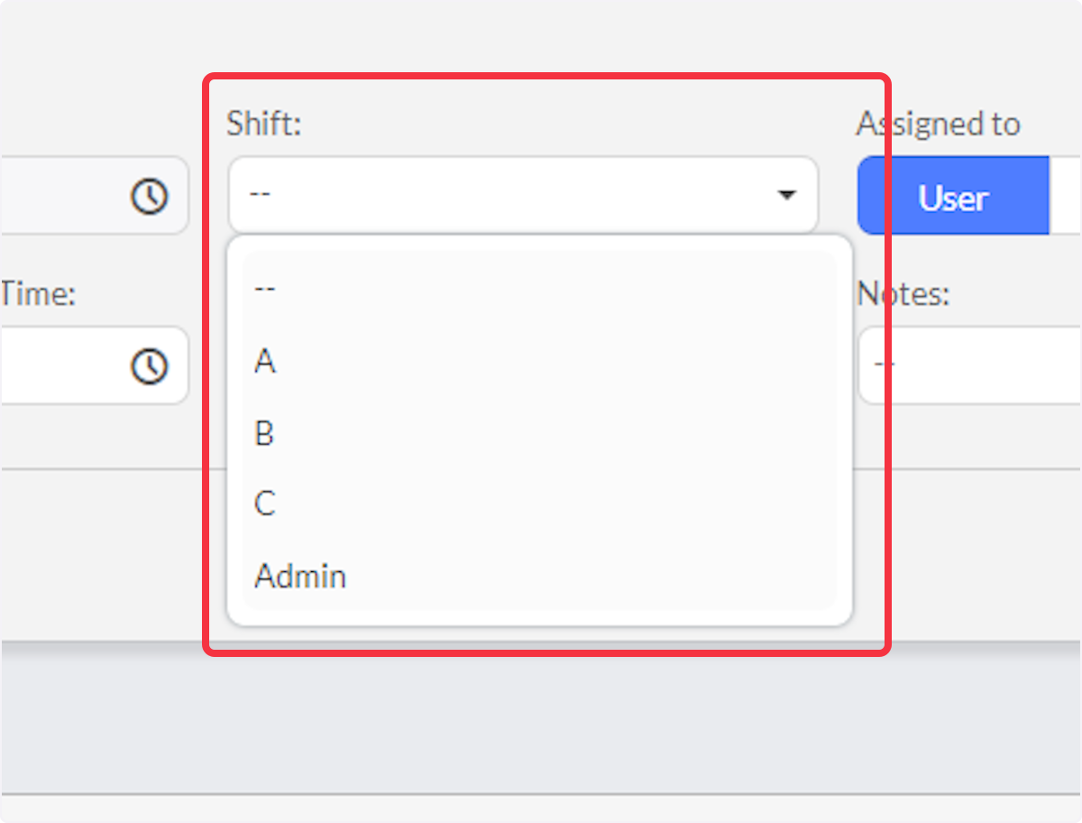 Select a Shift from the dropdown, if desired.