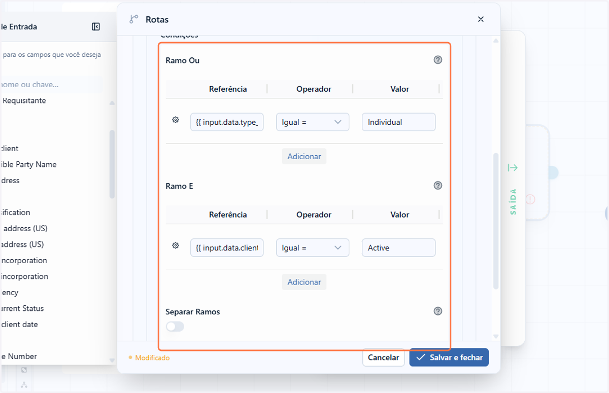 Desta forma, você terá suas condicionais configuradas