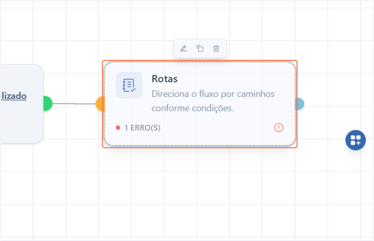 Para este exemplo, usaremos o nó de Rotas. Clique duas vezes no nó para acessar suas configurações