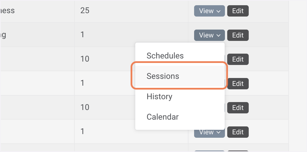 Click on Sessions