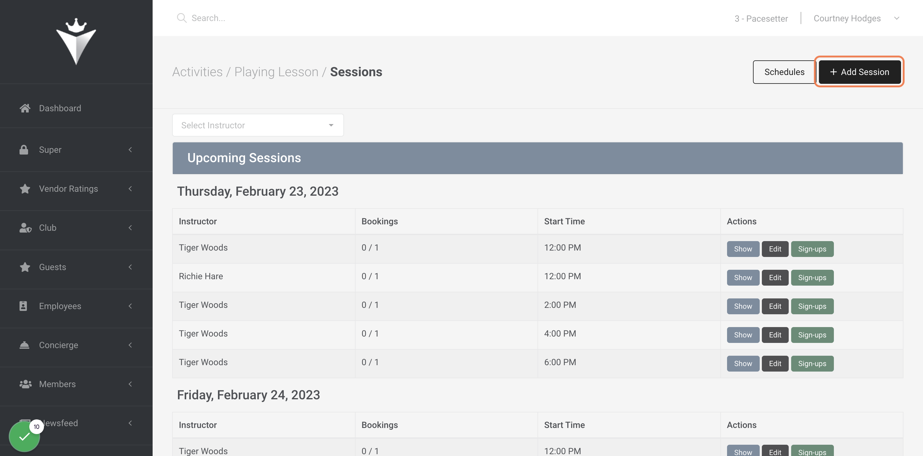 Add a Single Session