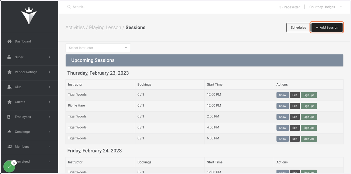 Add a Single Session