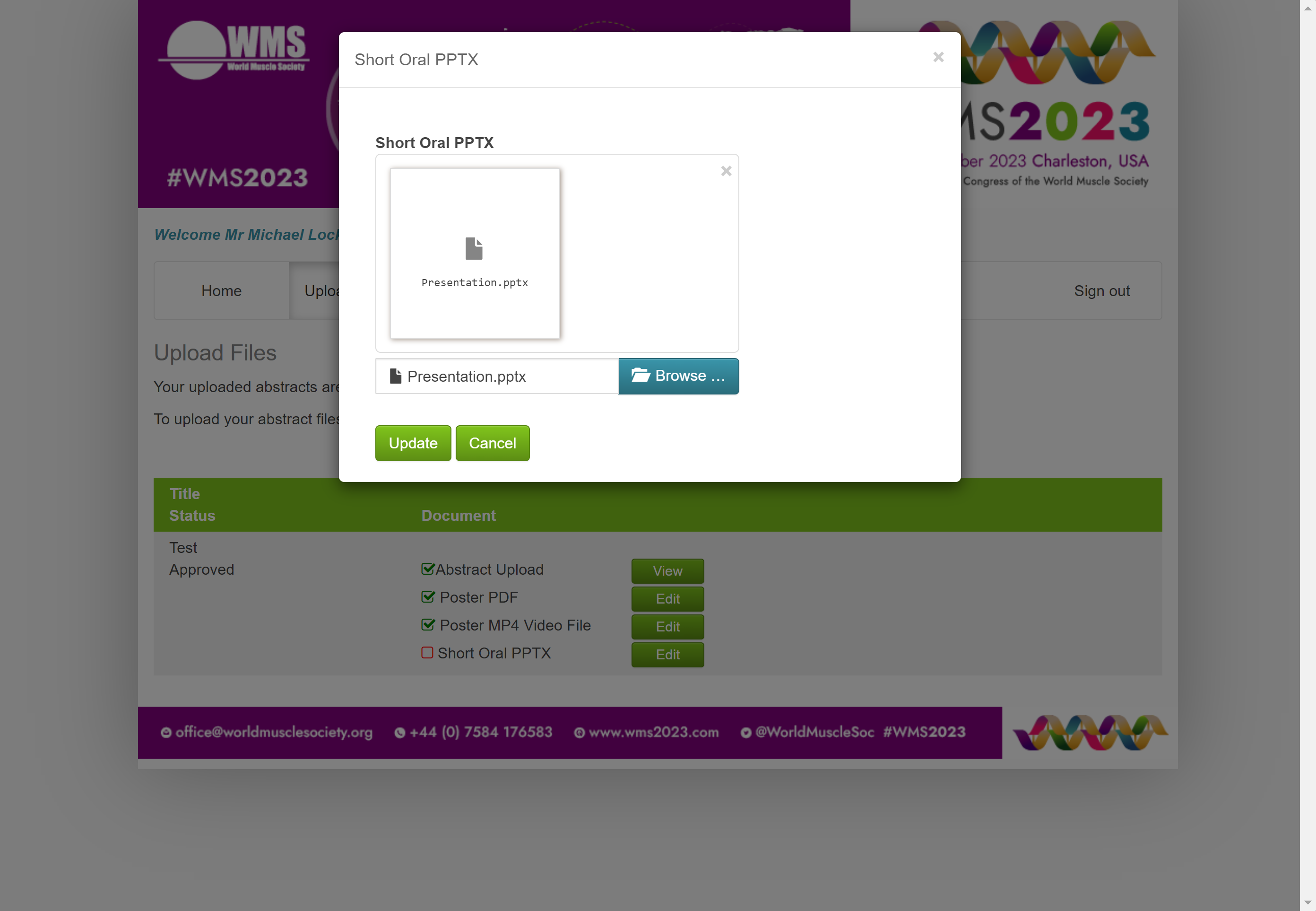 Select "Your Presentation.pptx" from file upload menu