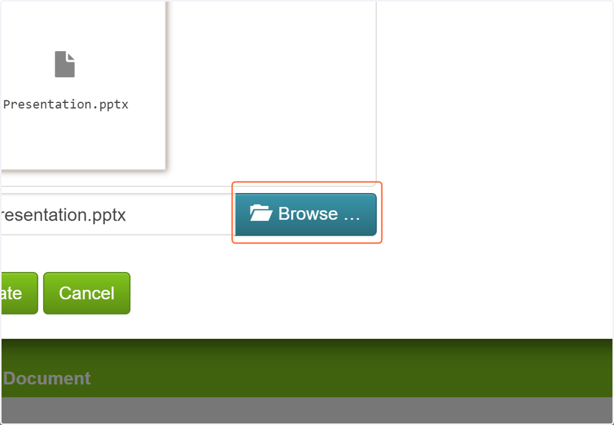 Select "Your Presentation.pptx" from file upload menu