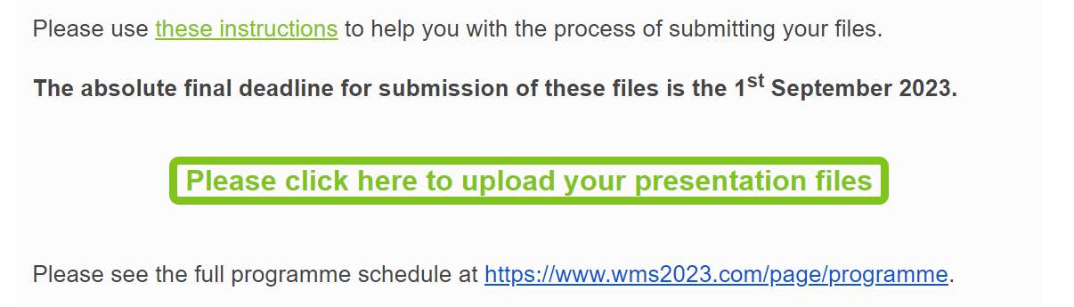 Click on Please click here to upload your presentation files