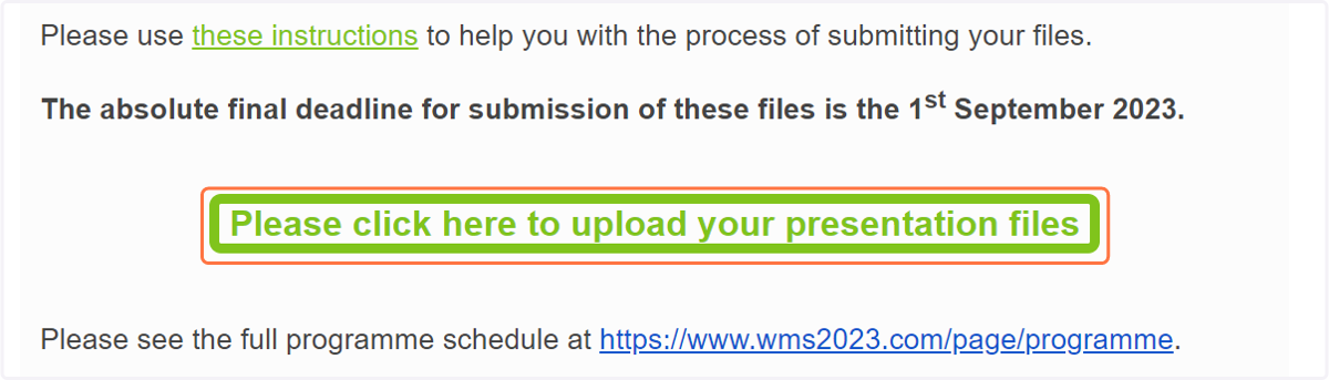 Click on Please click here to upload your presentation files