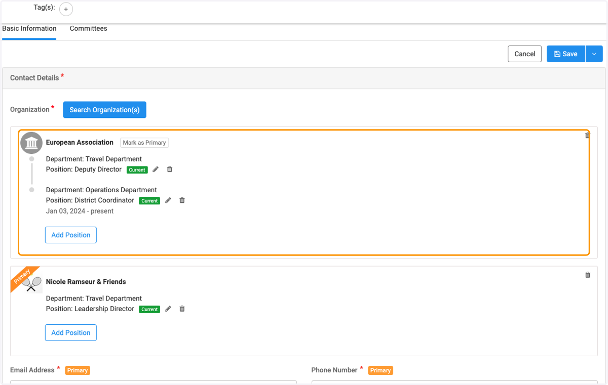 You can view the new department / position