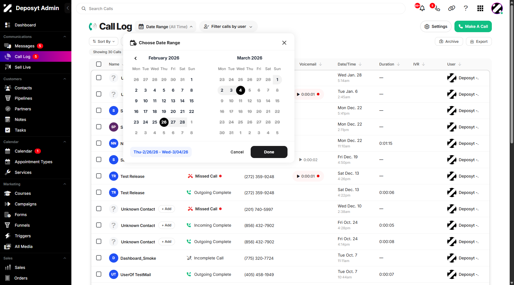 Step 7: Once the window appears, you can select your preferred date to filter.