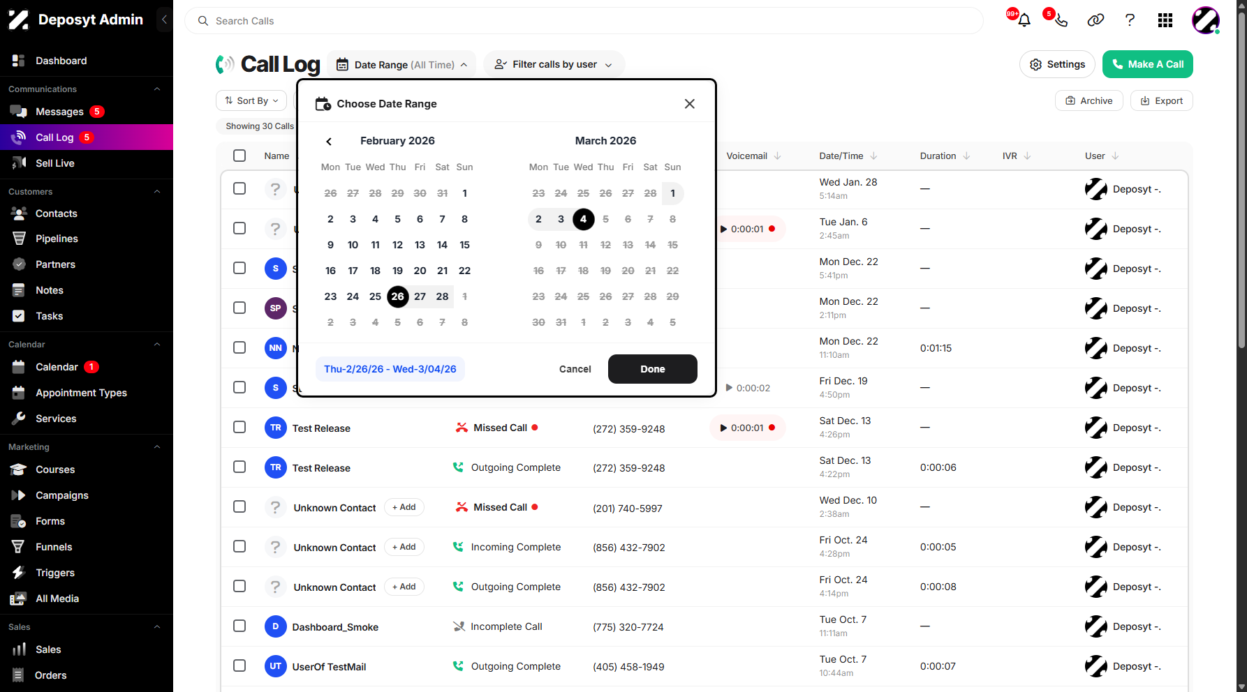 Step 7: Once the window appears, you can select your preferred date to filter.