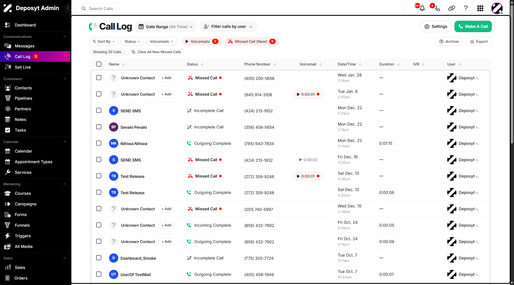 Step 2: You will be navigated to the Call Log.