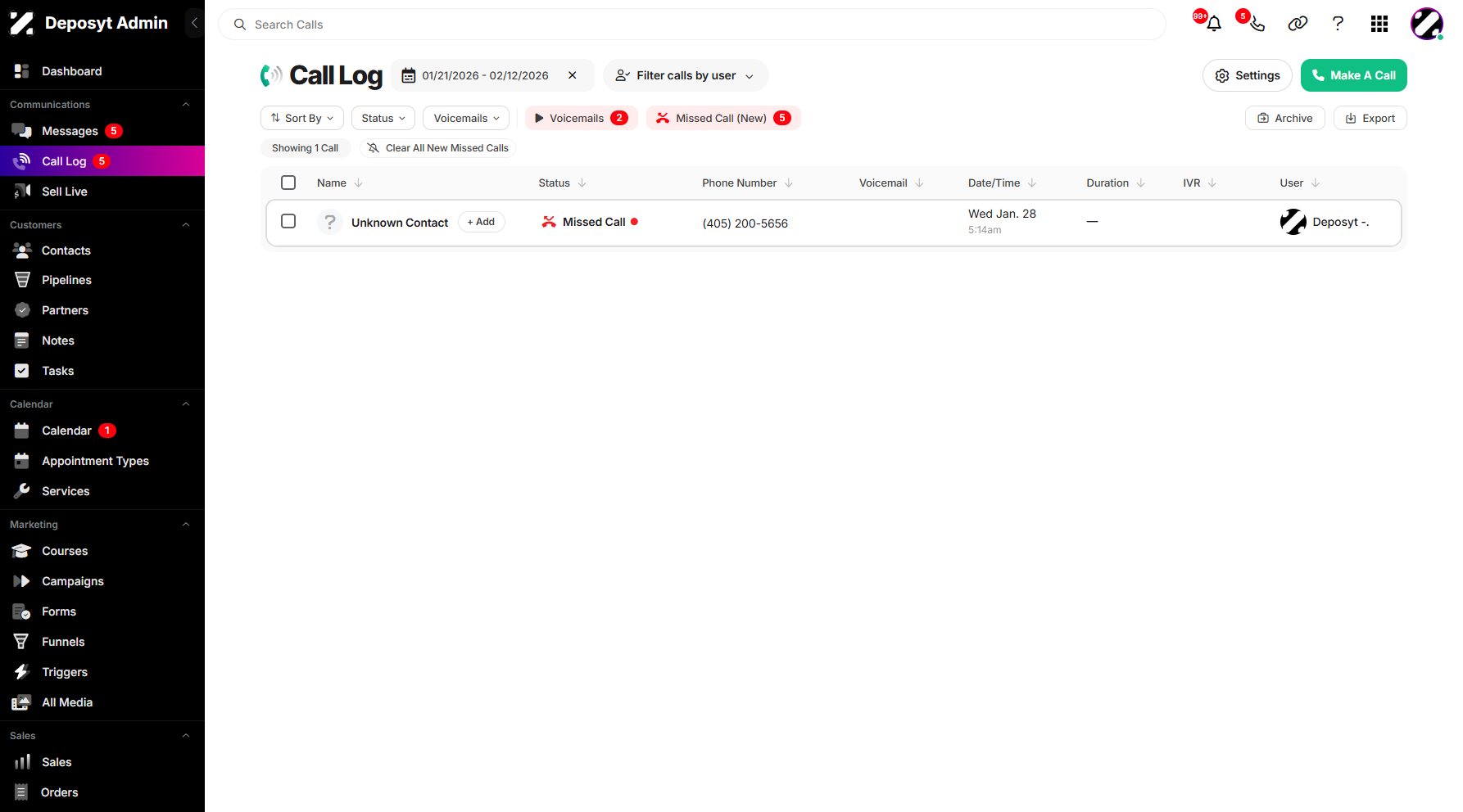 Step 9: All the call history within that date range will be displayed.