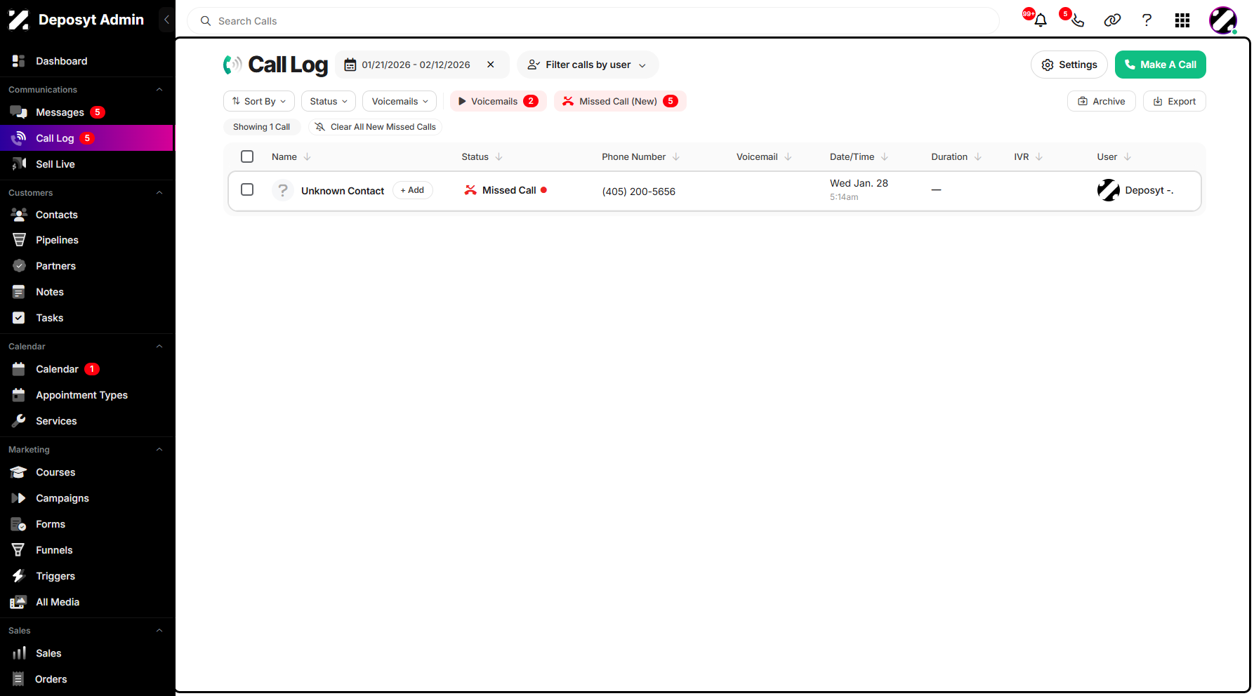 Step 9: All the call history within that date range will be displayed.