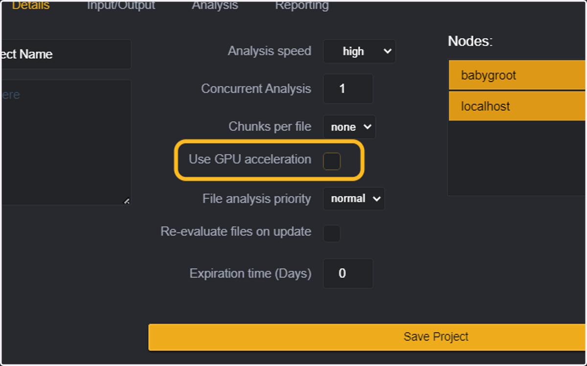 Select wether you want to use GPU acceleration. The GPU acceleration will use your GPU for some internal processing tasks (as of April 2023).