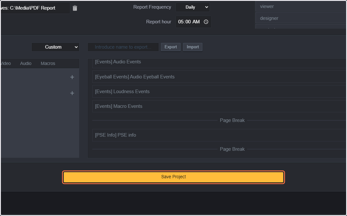 Now that we are happy with our Project, just click on Save Project