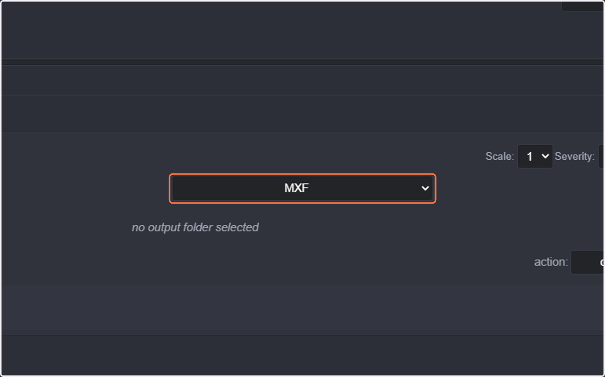 Select "is not MXF". This will detect whether the file is not using an MXF container and notify in an event.