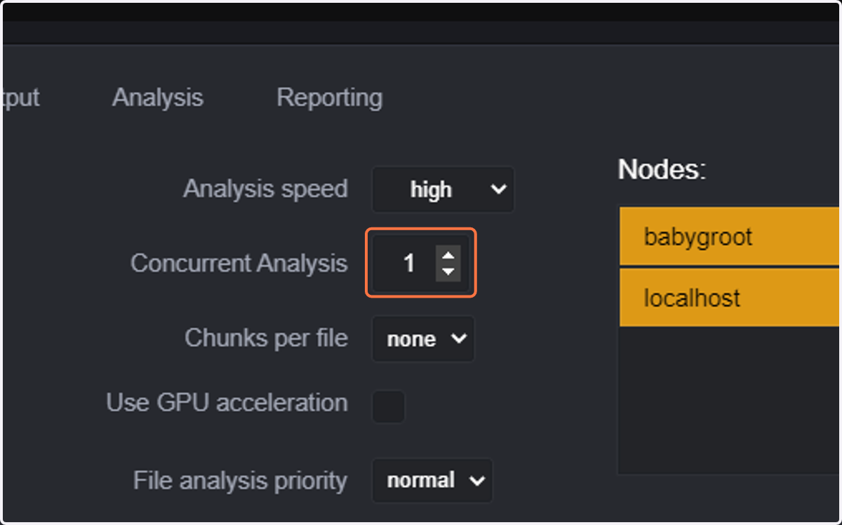 Select the number of concurrent files to be analyzed within this project. Note: if your license only allows one file at a time, you can only analyze one file after the other.