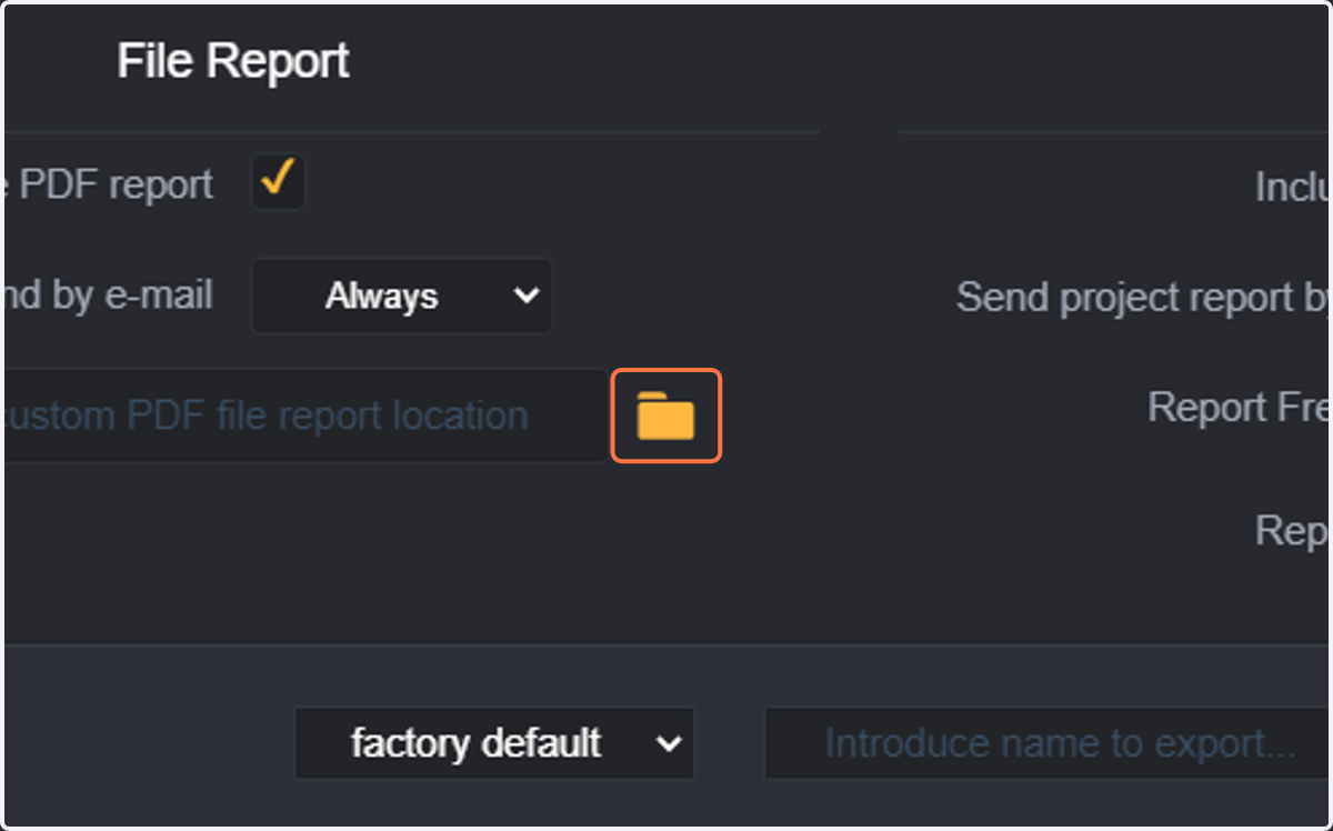 You can also choose a location to store all PDF reports for this project. Note: you can select any location in any of your repositories.