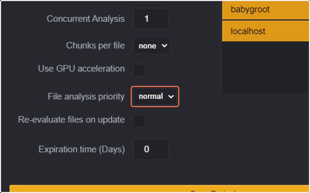 Select the File analysis priority.
