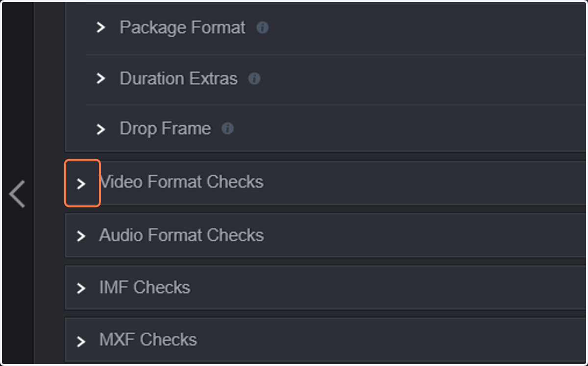 Click on Video Format Checks