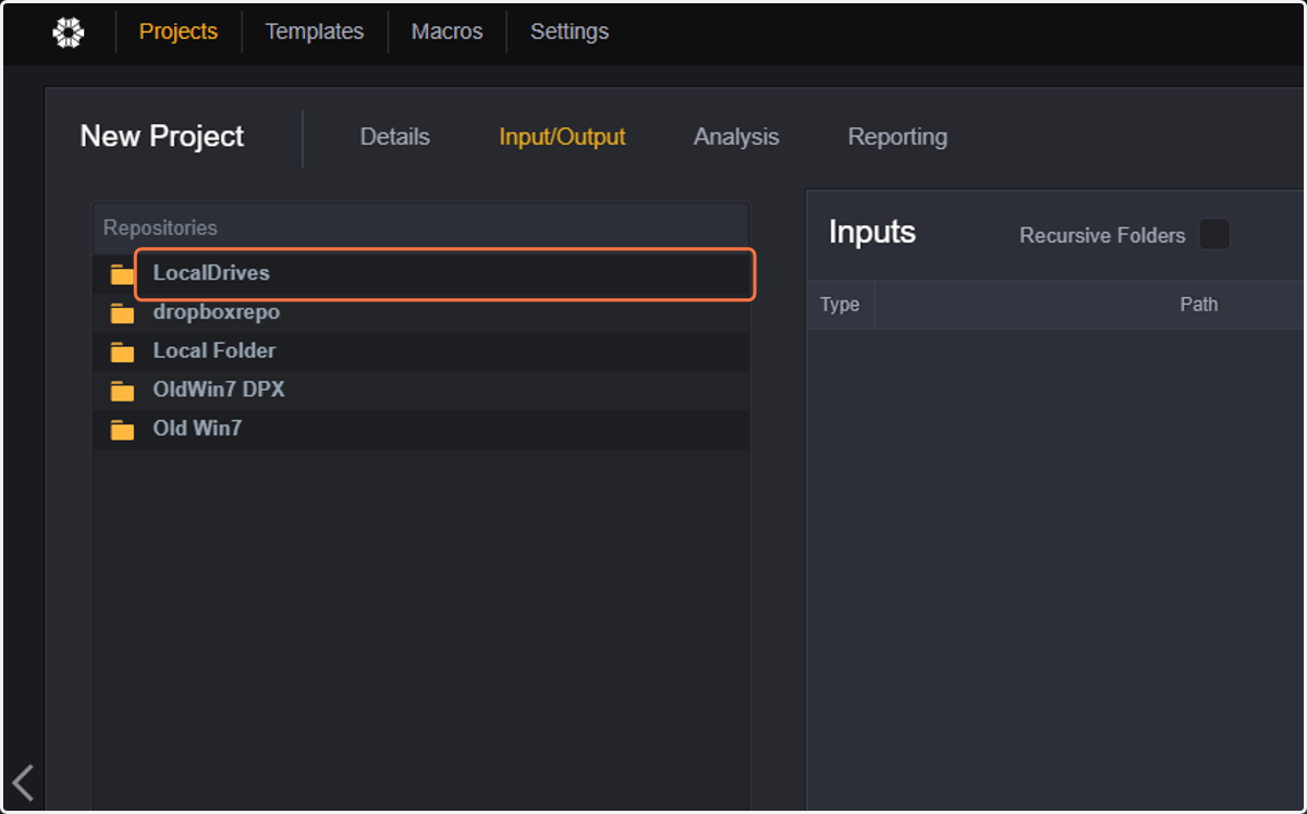 Select the path for your files