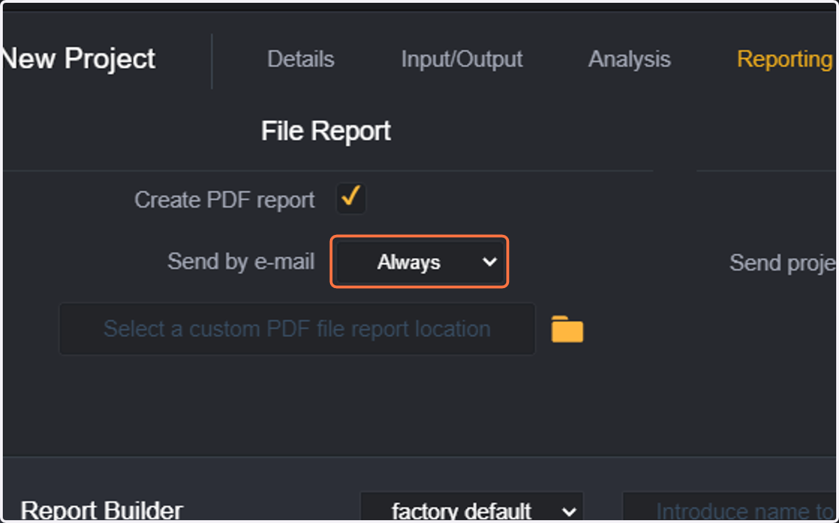Select if you want the PDF being sent by email
