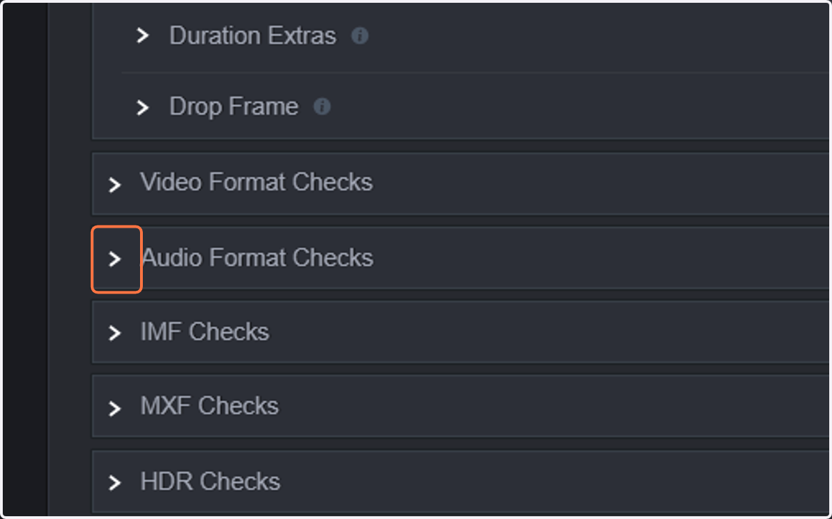 Click on Audio Format Checks