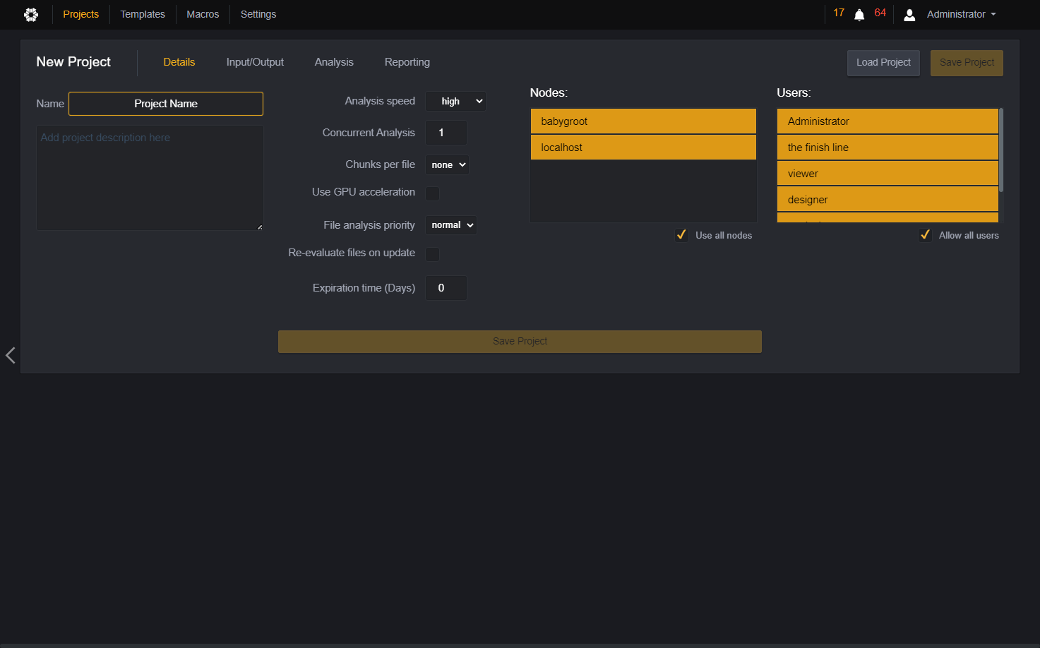 Select the Analysis speed