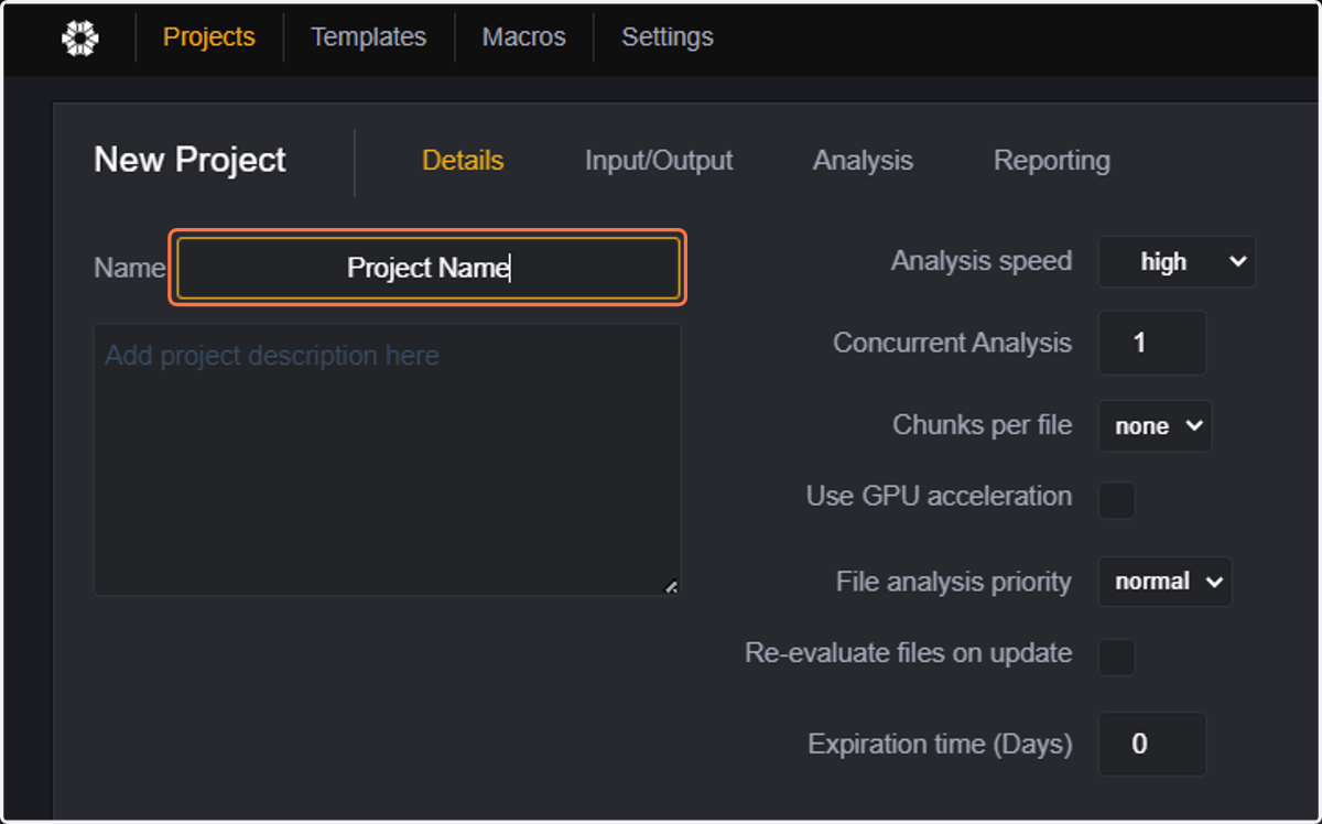 Type in the Project Name of your choice.