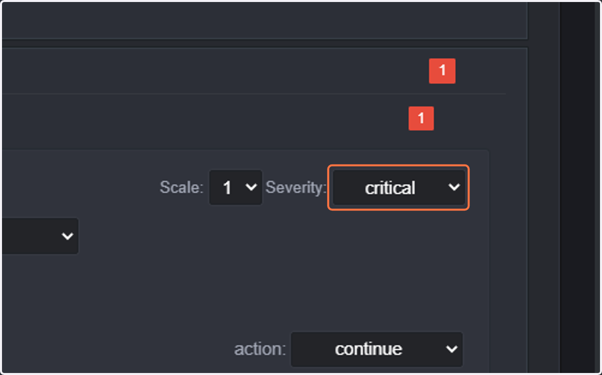 Select critical. This will trigger a critical event when the condition is met.