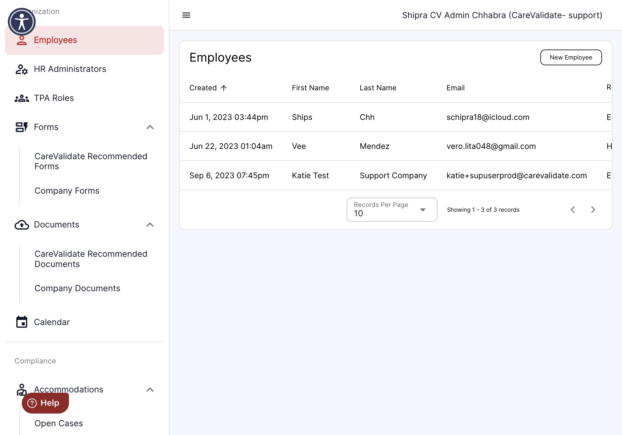 Click on the Employee tab in the left panel.