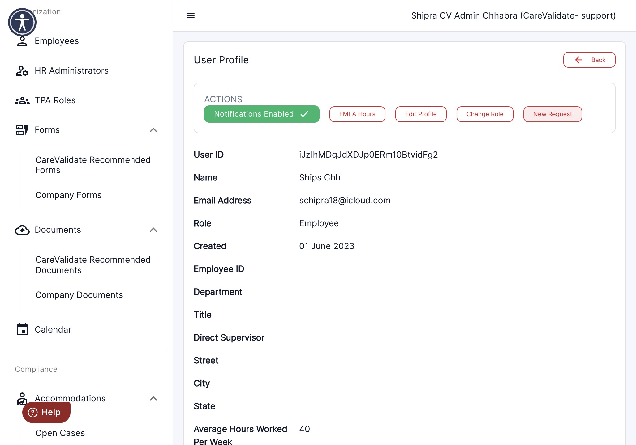 Click on form by clicking on New Request