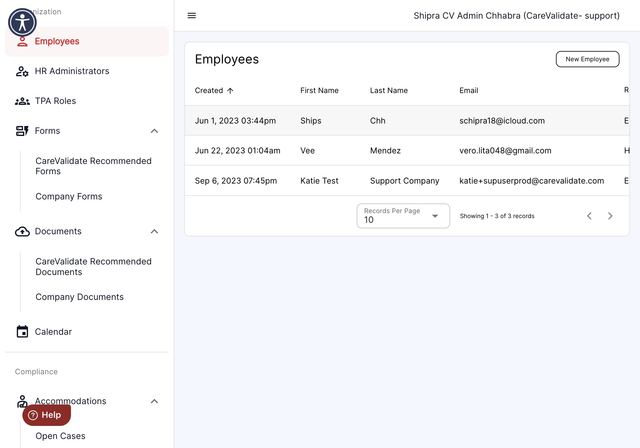 Click on the desired employee's profile